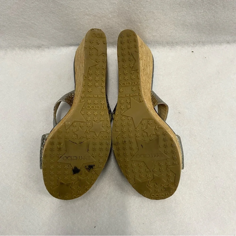 Jimmy Choo Silver Cork Wedge Heels 37.5 - Picture 5 of 10